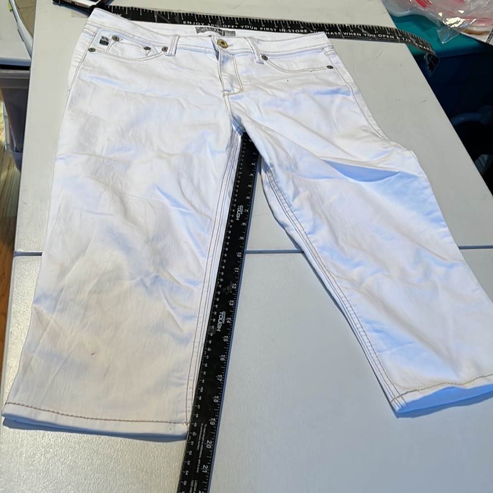 17/21 Exclusive Denim size 12 jeans high rise Ivory Cropped stretch - Picture 8 of 14